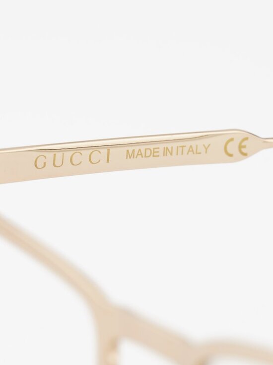Gucci GG0135O 001 Eyeglasses Gold / Black 52mm Rectangle Frame main image 8